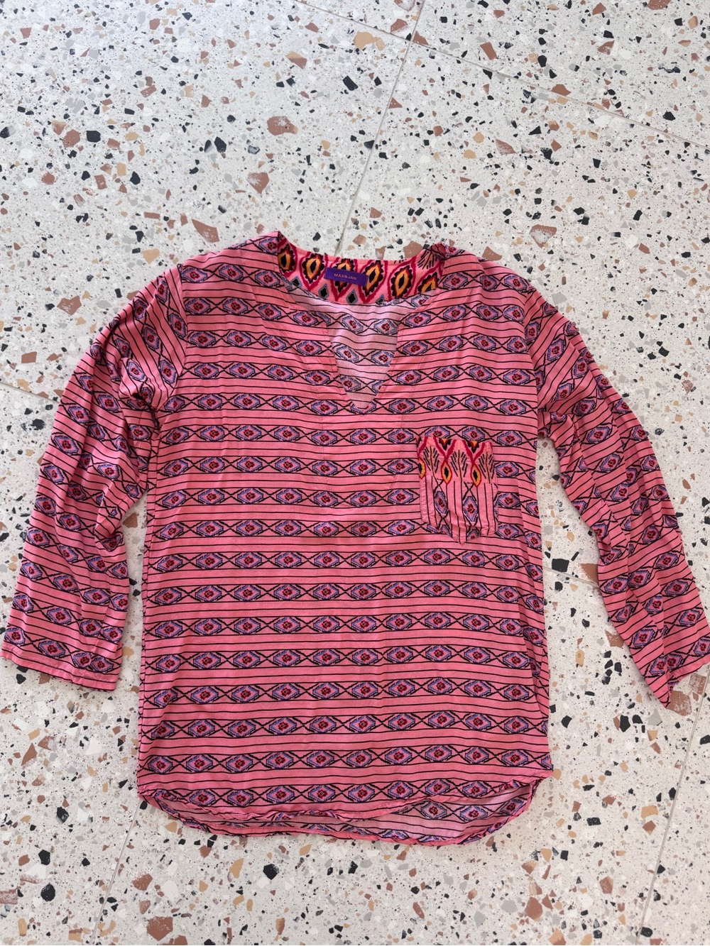 Pink Print Long Sleeve Moroccan designer Max&Jan Top set ze M